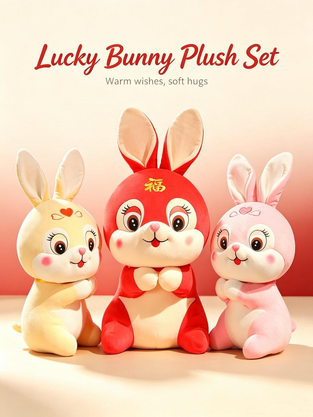 Three-Color Blessing Bunny Plush
